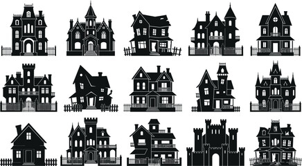 Black and white of victorian style houses with detailed facades © Monir Creatives