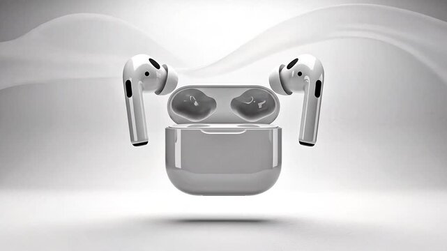 Modern wireless earbuds in a charging case