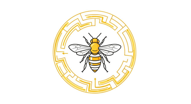 bee in yellow circle maze