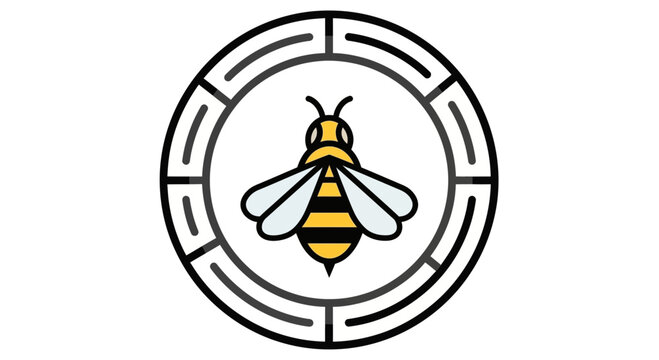 bee logo, circular symbol, insect icon