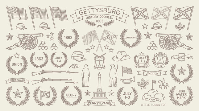 Gettysburg History Doodles 1863: A Collection of Civil War Icons and Symbols.