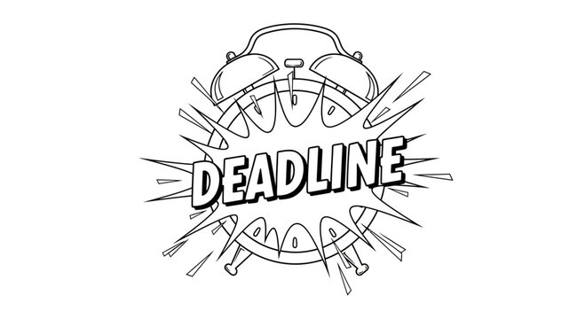 Alarm Clock With Deadline Text - Illustration