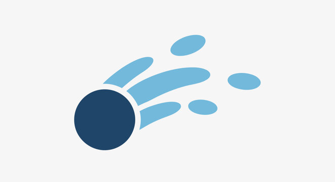 Blue comet meteor icon with long trail