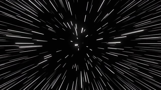 Hyperspace Warp Speed Effect with Streaking White Stars for Deep Space Travel Concepts