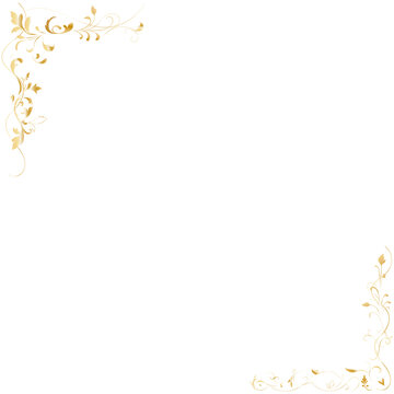 Premium gold, arabesque, saz leaf, corner frame, Ottoman style, background, with copy space.