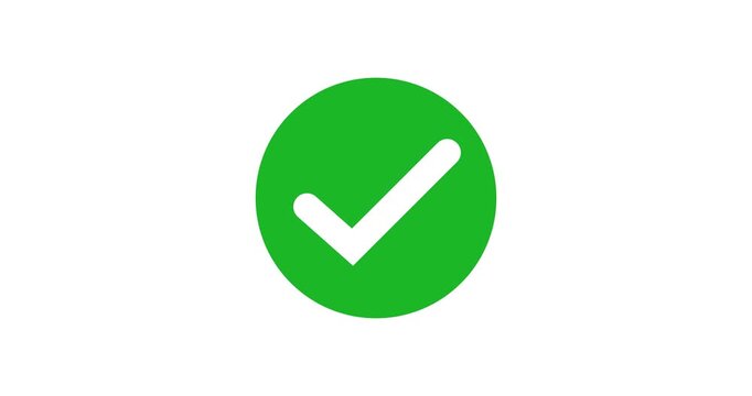 Animation of check mark icon. white color tick mark icon animation. success, done, payment successful, check mark icon and Motion graphics of success concept