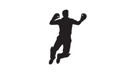 Obraz premium Jumping Man Silhouette: Athlete Leaping with Raised Arms for Fitness