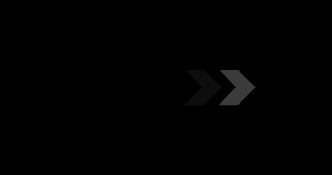Direction concept, neon arrow icon, arrows indicates the direction of the overlay video layer. and motion graphics of side arrow concept