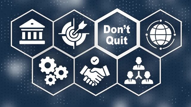 Don't Quit concept button on a futuristic ,beautiful abstract wave technology background