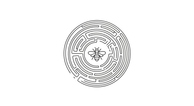 bee in circular maze, labyrinth