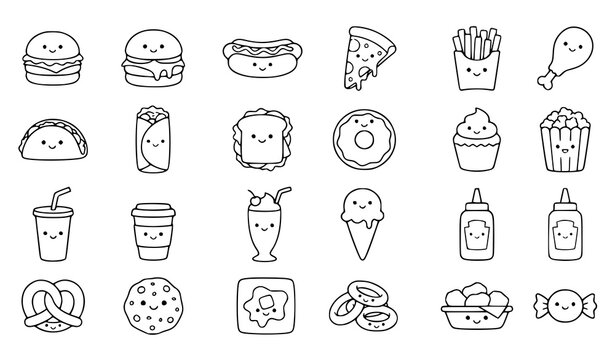 set of different food icons