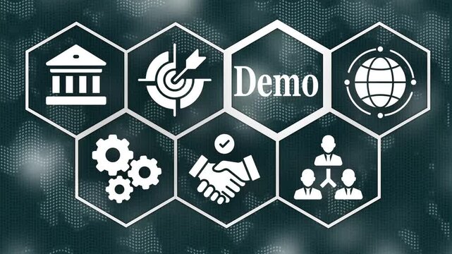 DEMO concept. Hi tech motion graphic background. Business, technology, marketing, internet and networking concept. 4k video motion graphic