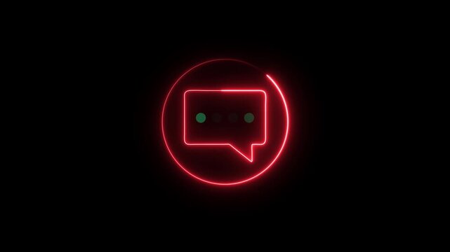 Neon red chat bubble with pulsing green typing indicator animation message communication