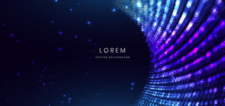 Technology futuristic digital dot glowing on dark blue background. Data communication cyberspece concept.