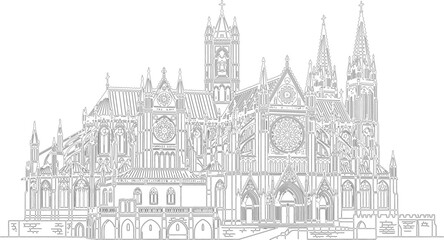 Obraz premium Highly detailed gothic cathedral architecture line art