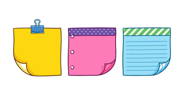 Colorful folders with paper clips and document pages isolated illustration