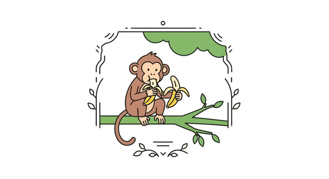 monkey eating banana on branch