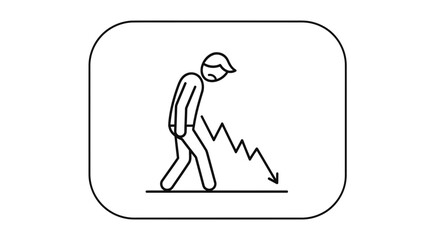 Fototapeta premium Man with Downward Arrow Icon - Business Decline Concept