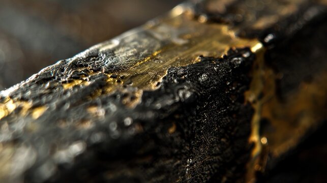 Aged brass brazing seam oxidized close up