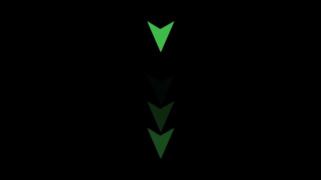 Green Downward Arrow Motion Animation with Vertical Directional Indicator Scroll Guide Speed Movement on Minimal Dark Technology Background