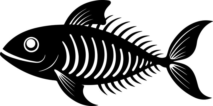 Fish bone skeleton silhouette vector illustration
