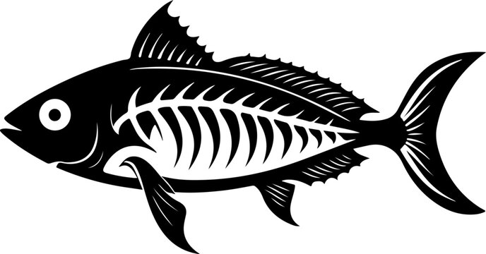 Fish bone skeleton silhouette vector illustration