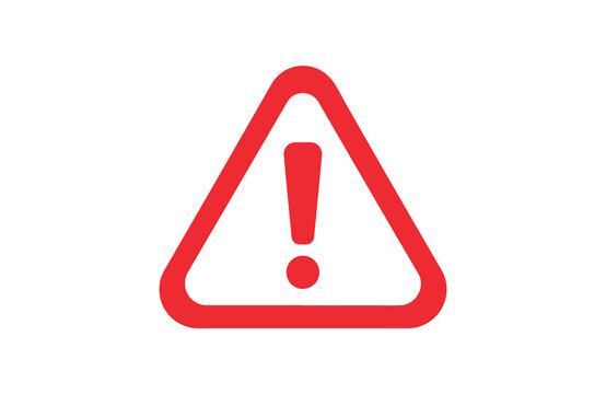 Red warning triangle hazard alert icon isolated on white background