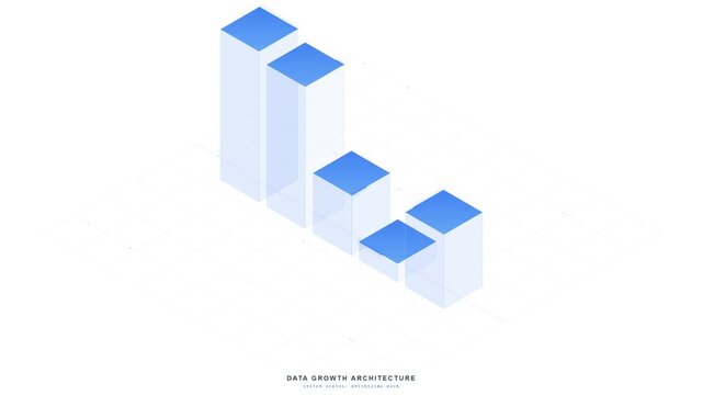 Isometric Corporate Data Flow, Business Information Visualization