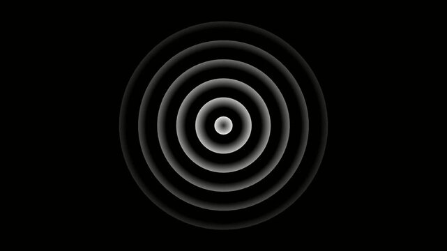 A clean radio waves animation featuring a central transmission point emitting smooth expanding concentric wave rings in all directions. Each wave radiates outward with perfect timing,