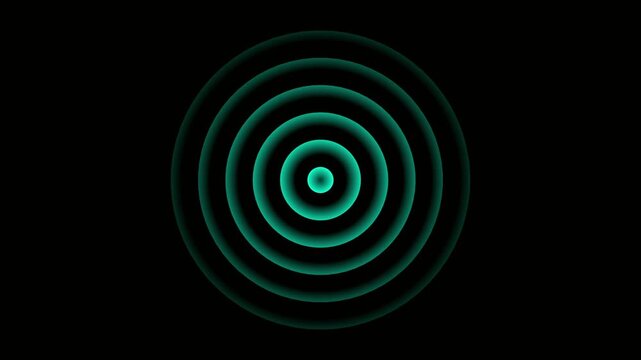 A clean radio waves animation featuring a central transmission point emitting smooth expanding concentric wave rings in all directions. Each wave radiates outward with perfect timing,
