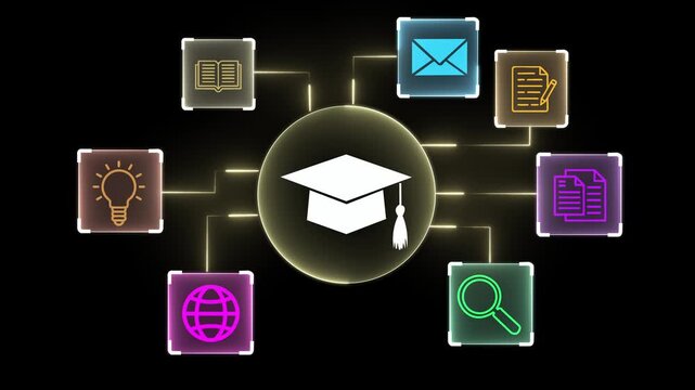 AI-powered teaching solutions concept on the transparent background. Intelligent tutoring systems and personalized learning. Motion graphics of tutoring idea. HD video animation
