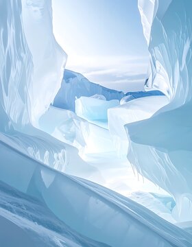 Ice cave glacier frozen landscape formation.