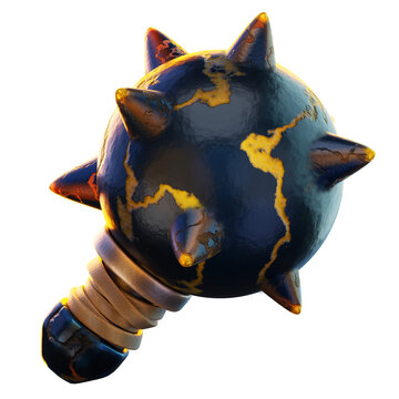 Mace Hammer 3D Render Icon, Fantasy Weapon Illustration