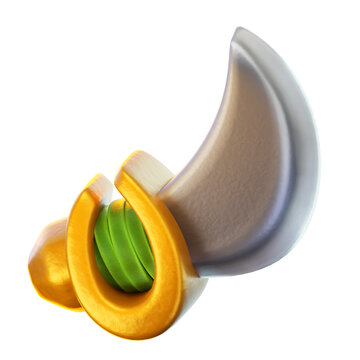 Pirate Sword 3D Render Icon, Fantasy Weapon Illustration