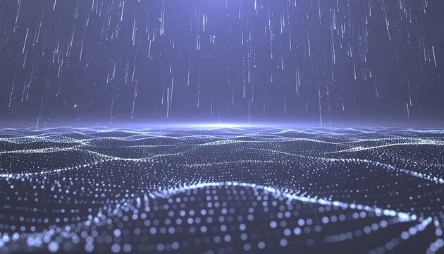 Futuristic Digital Rain Landscape Abstract Background.