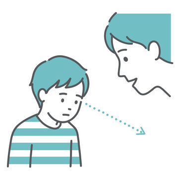 視線を合わせるのが苦手な男の子（ASD）のイラスト