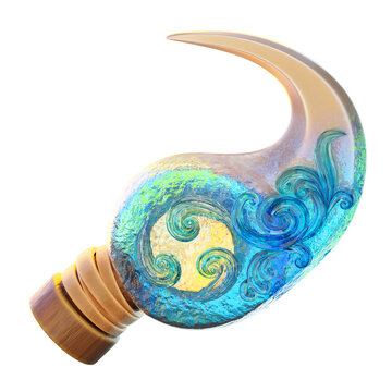 Ocean Sickle 3D Render Icon, Fantasy Weapon Illustration