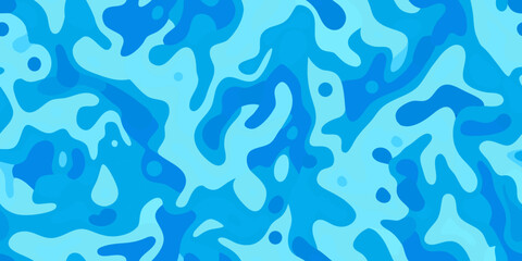 Blue organic camouflage pattern fluid shapes and varying shades © Provhash