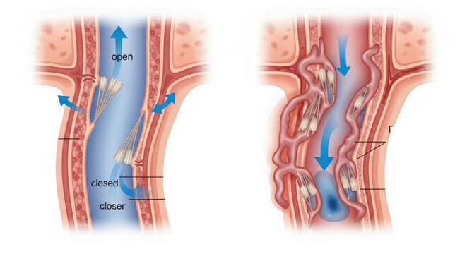 Blood flow through a vein with and without a blood clot