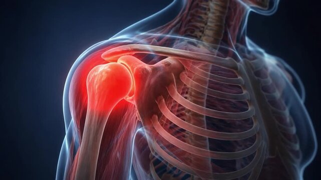 Human Shoulder Joint Inflammation Illustration. 4K Video