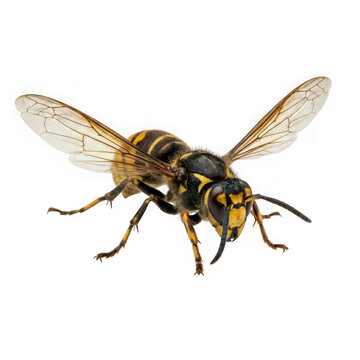 Closeup of a yellowjacket wasp isolated on transparent background