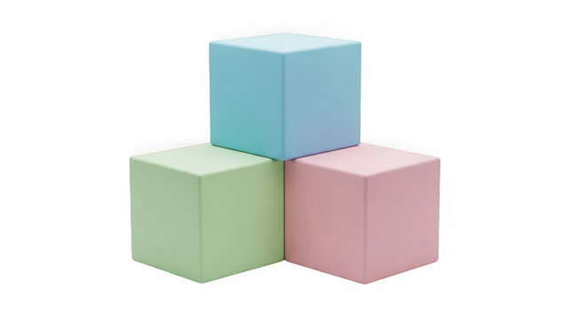 A stack of three colorful fabric cubes