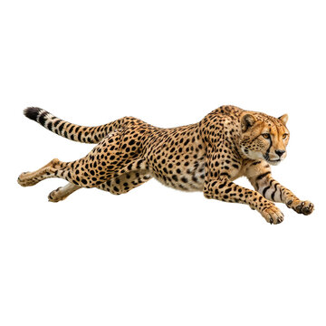 Cheetah in Full Sprint Isolated Transparent Background