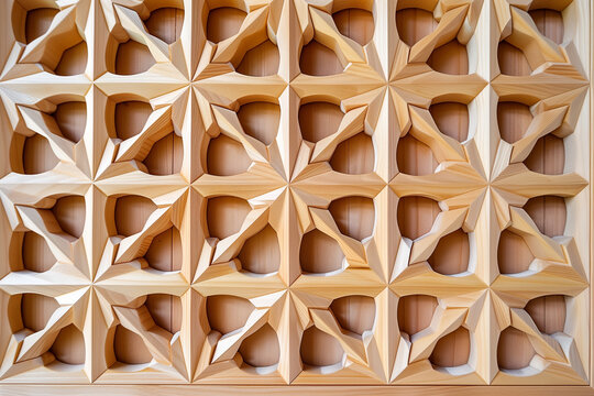 Japanese Kumiko woodwork geometric lattice texture background