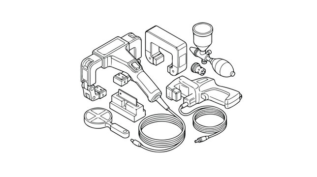 Collection of mechanical parts.