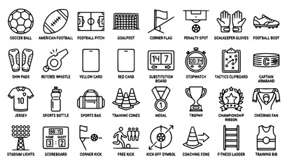 Soccer equipment and stadium icons © MdArif