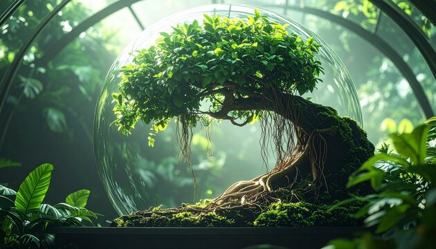 Black macaque monkey resting in lush green forest.
