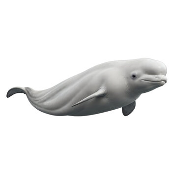 Beluga Whale Surfacing in Ocean Water Clear Background for Design