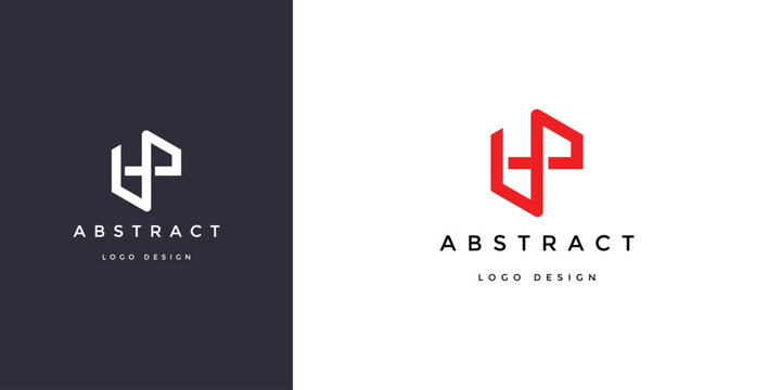 Letter LP logo design concept featuring a modern geometric monogram style with bold red and white lines suitable for corporate branding and professional business identity.