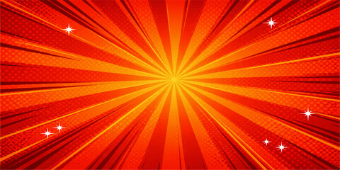 Obraz premium Explosion of vibrant red and orange radial lines creating a dynamic and energetic background.